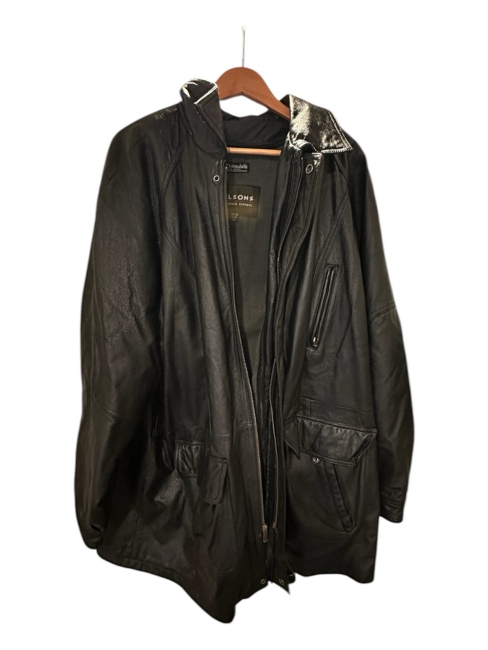 Wilsons Leather Black Leather Jacket | Removable Lining | Classic Utility Style